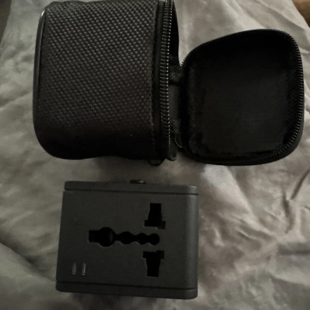 Current Mood: Worldwide Travel Power Plug Adapter With Case EUC Europe/UK/US-AUS